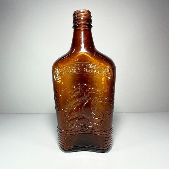Vintage Schenley's Flask Brown Glass Schooner Sail Ship Embossed 1964 - Picture 1 of 9